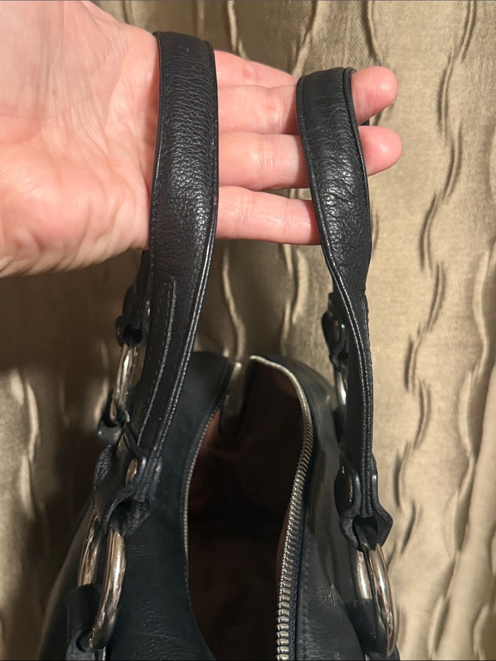 MCM Black Leather Logo-Plate Satchel - Picture 8 of 14